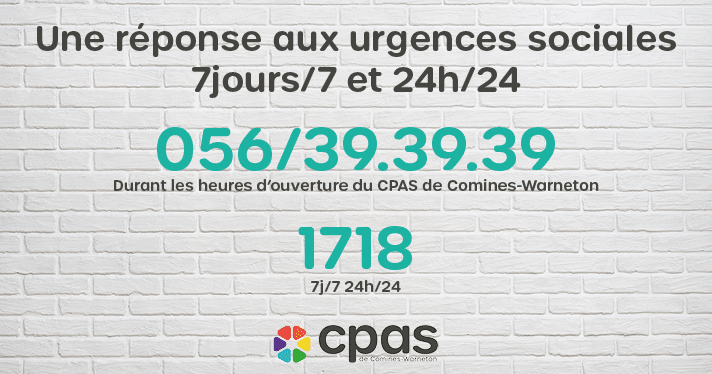 Les deux numéros à contacter en cas d'urgence : 056/39.39.39 ou 1718